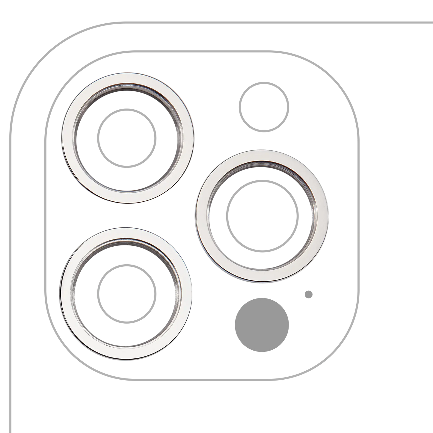 Back Camera Bezel Ring Only For iPhone 12 Pro Max (Silver) (3 Piece Set)