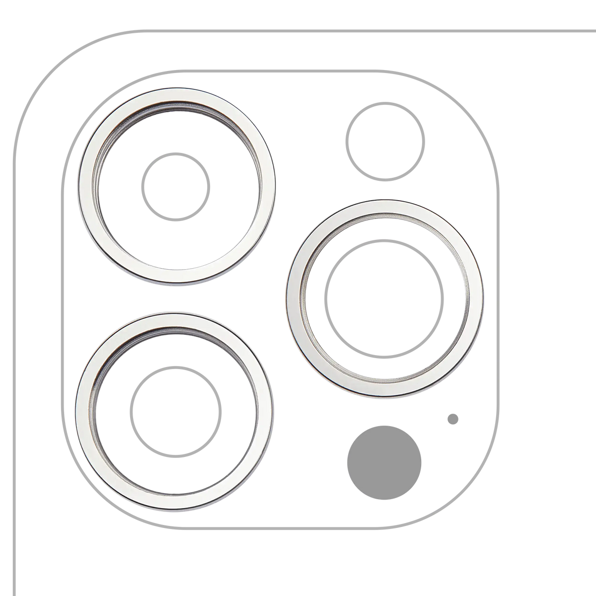 Back Camera Bezel Ring Only For iPhone 14 Pro / 14 Pro Max (Silver) (3 Piece Set)