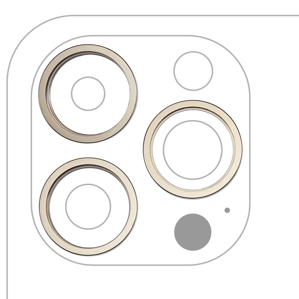 Back Camera Bezel Ring Only For iPhone 14 Pro / 14 Pro Max (Gold) (3 Piece Set)