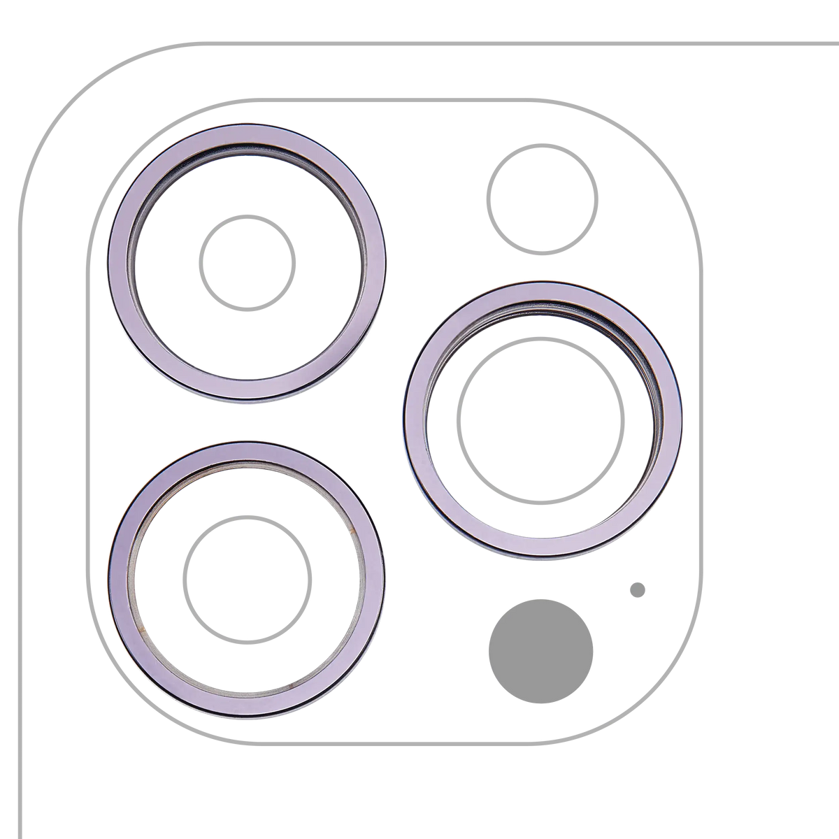 Back Camera Bezel Ring Only For iPhone 14 Pro / 14 Pro Max (Deep Purple) (3 Piece Set)