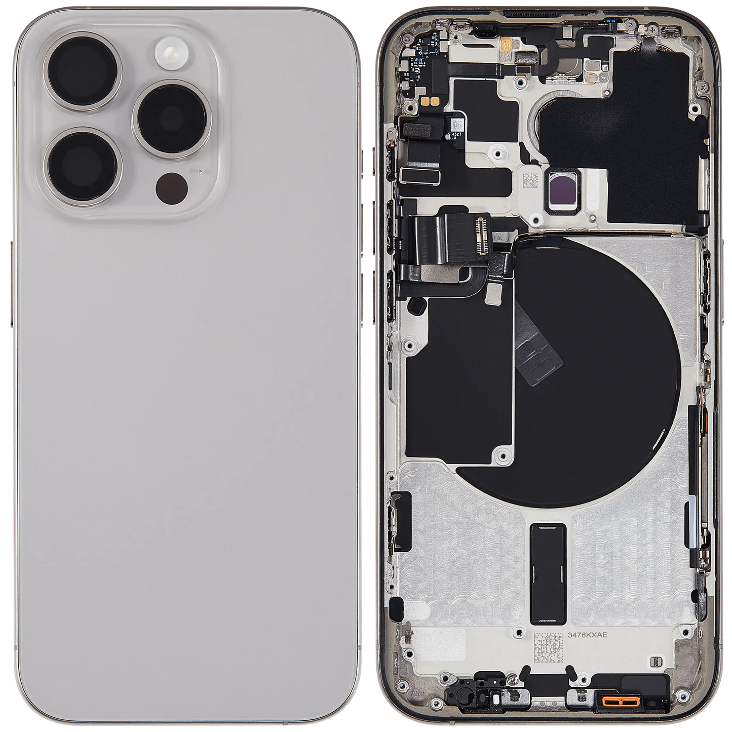 Back Housing W/ Small Parts For iPhone 15 Pro (US Version) (Used OEM Pull: Grade B) (Natural Titanium)