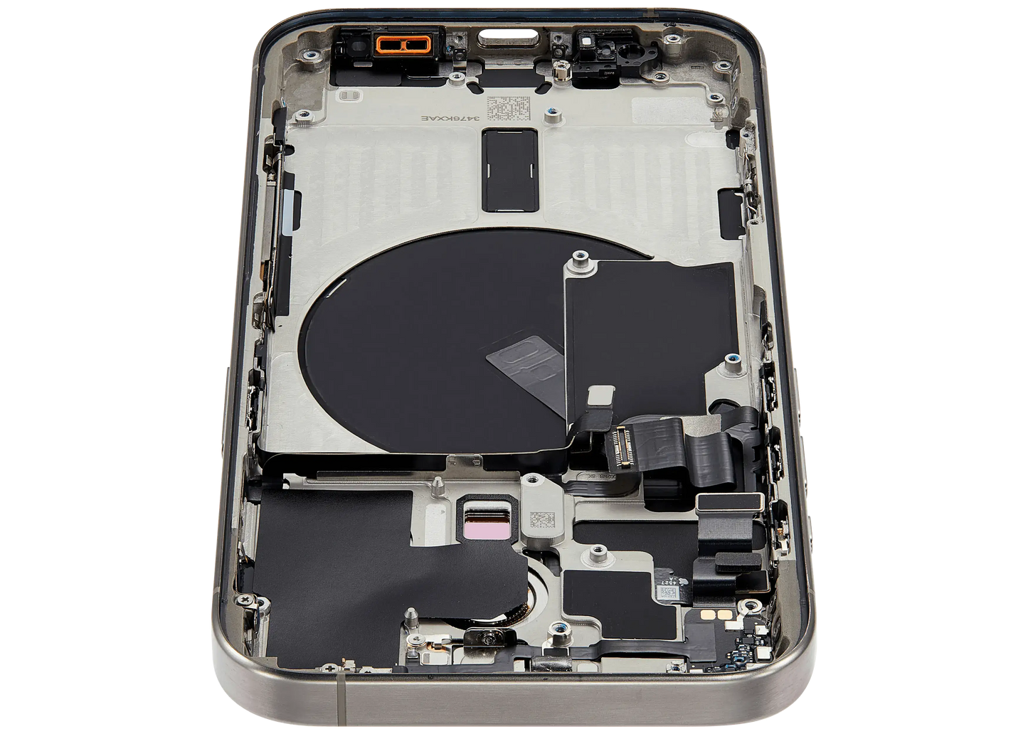Back Housing W/ Small Parts For iPhone 15 Pro (US Version) (Used OEM Pull: Grade B) (Natural Titanium)