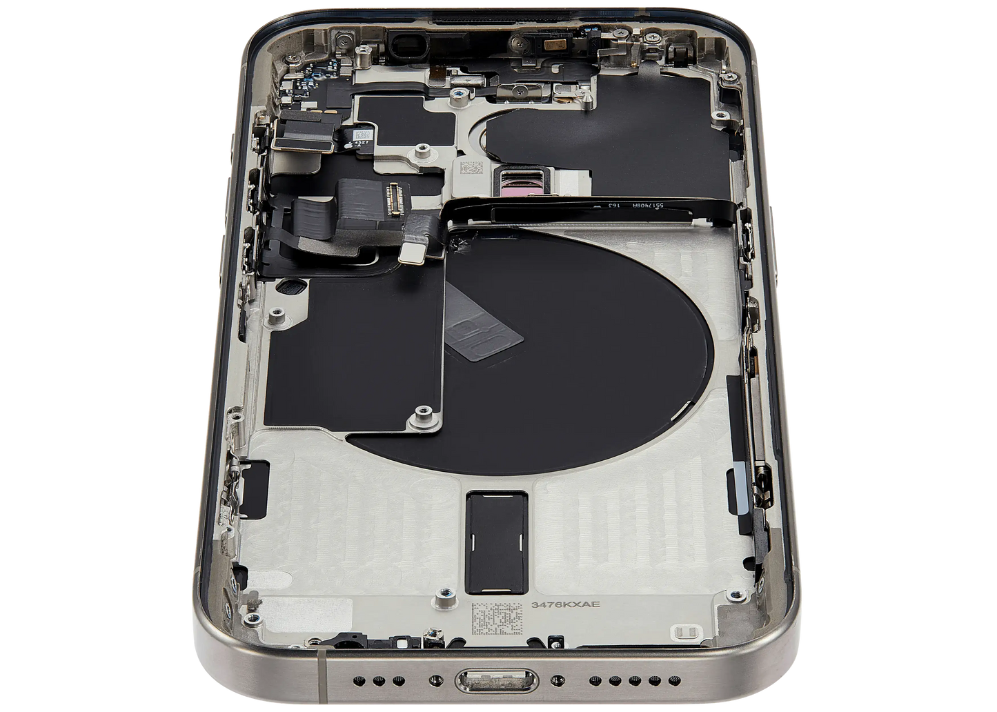 Back Housing W/ Small Parts For iPhone 15 Pro (US Version) (Used OEM Pull: Grade B) (Natural Titanium)