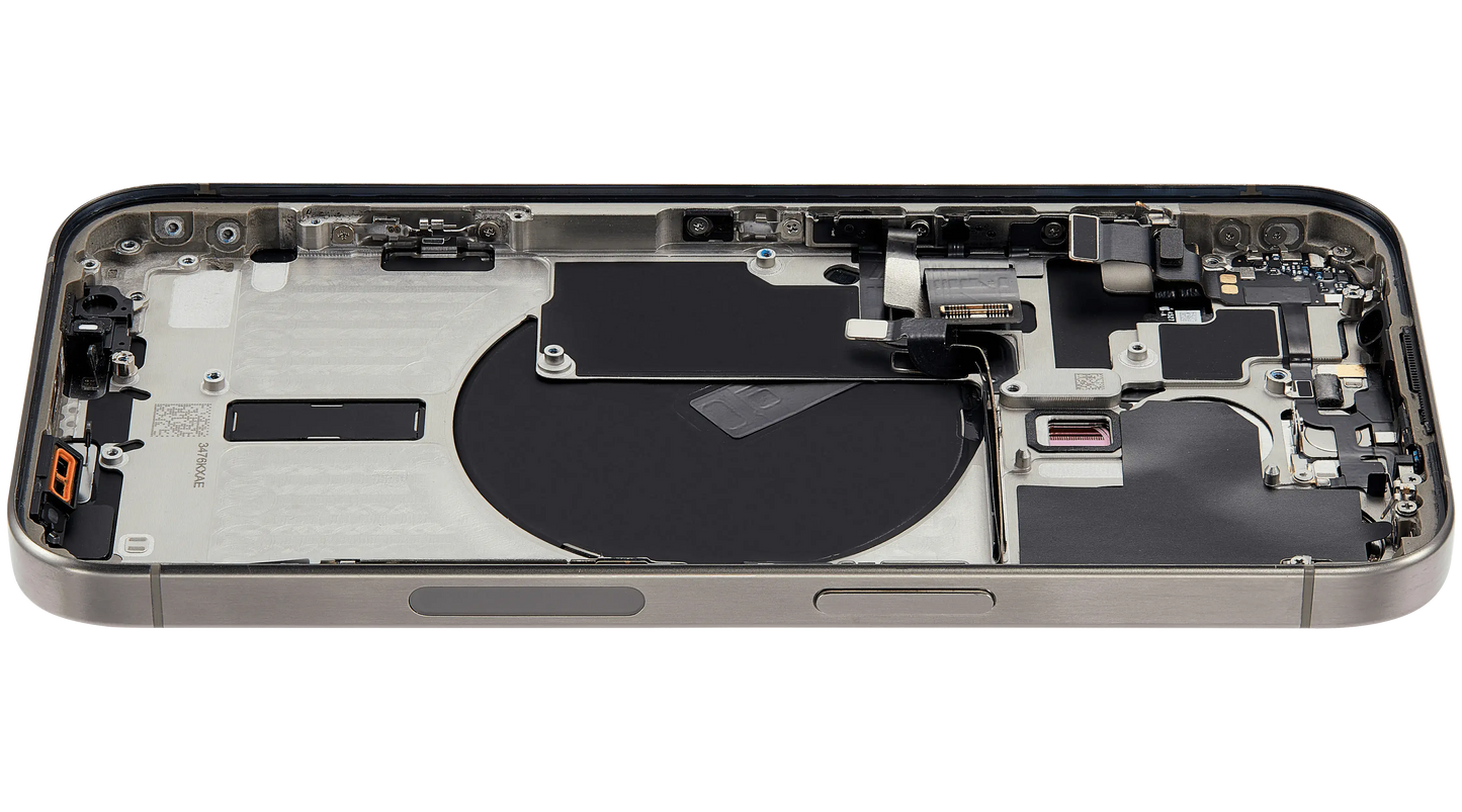Back Housing W/ Small Parts For iPhone 15 Pro (US Version) (Used OEM Pull: Grade B) (Natural Titanium)