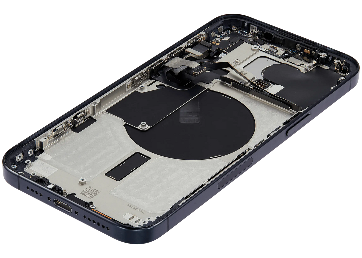 Back Housing W/ Small Parts For iPhone 15 Pro Max (US Version) (Used OEM Pull: Grade B) (Black Titanium)