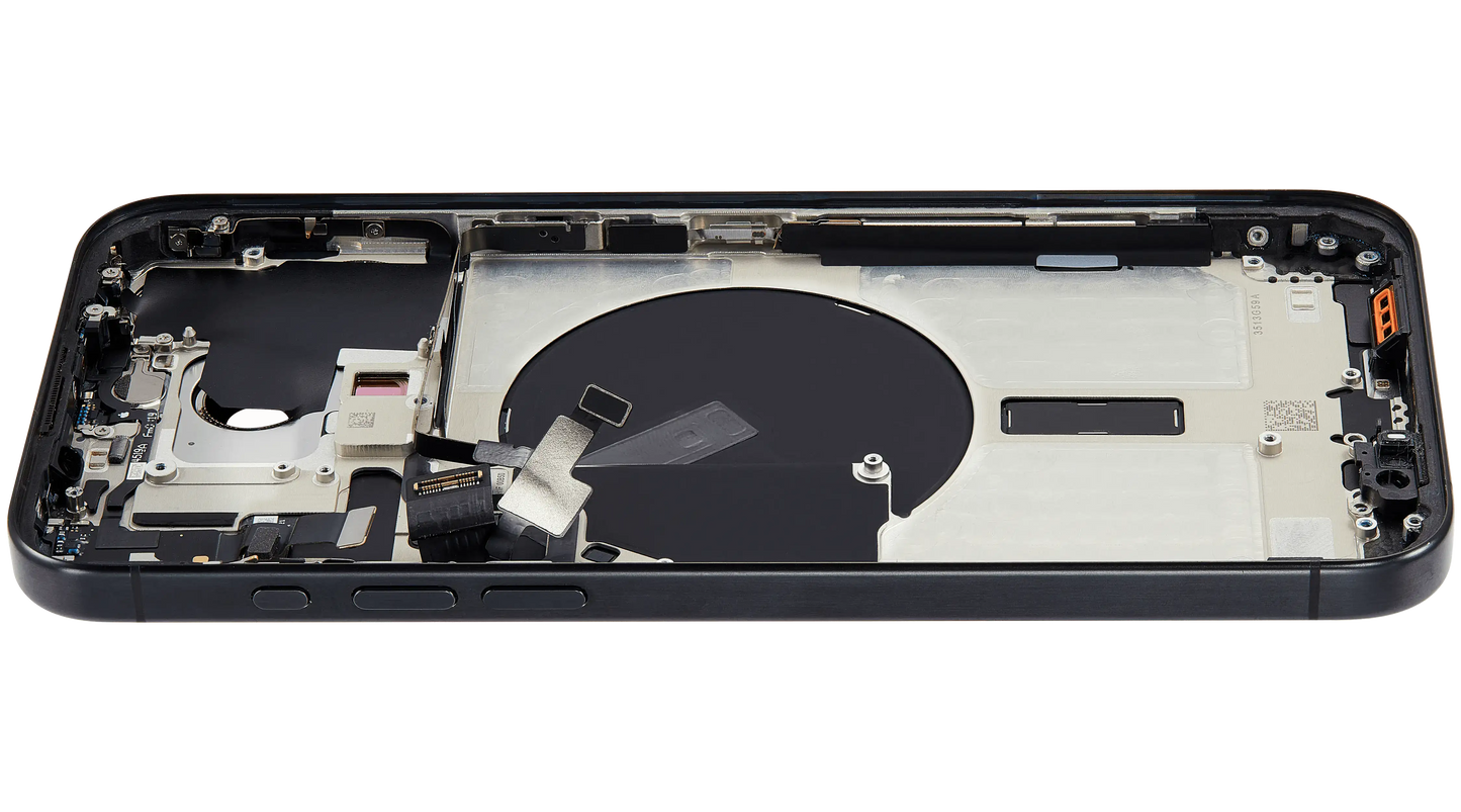 Back Housing W/ Small Parts For iPhone 15 Pro Max (US Version) (Used OEM Pull: Grade B) (Black Titanium)