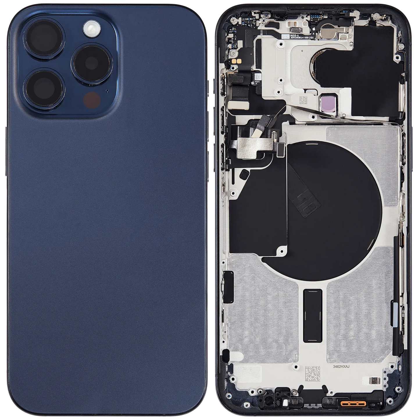 Back Housing W/ Small Parts For iPhone 15 Pro Max (US Version) (Used OEM Pull: Grade B) (Blue Titanium)