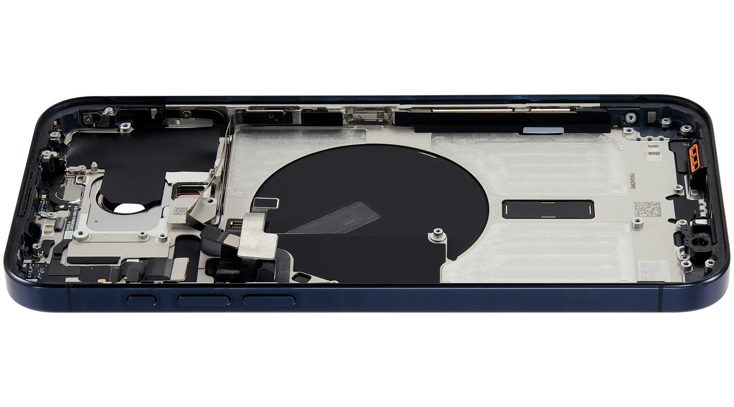 Back Housing W/ Small Parts For iPhone 15 Pro Max (US Version) (Used OEM Pull: Grade B) (Blue Titanium)