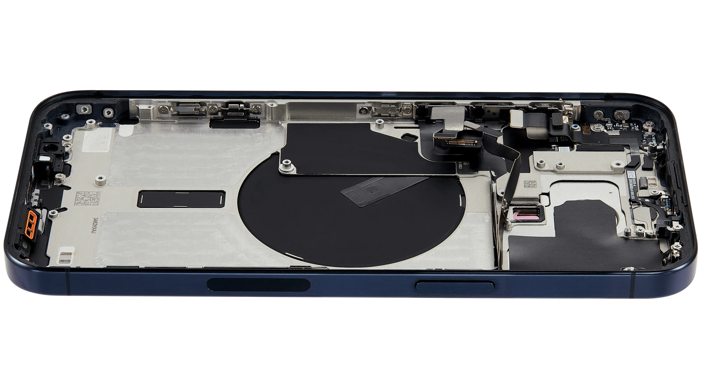 Back Housing W/ Small Parts For iPhone 15 Pro Max (US Version) (Used OEM Pull: Grade B) (Blue Titanium)