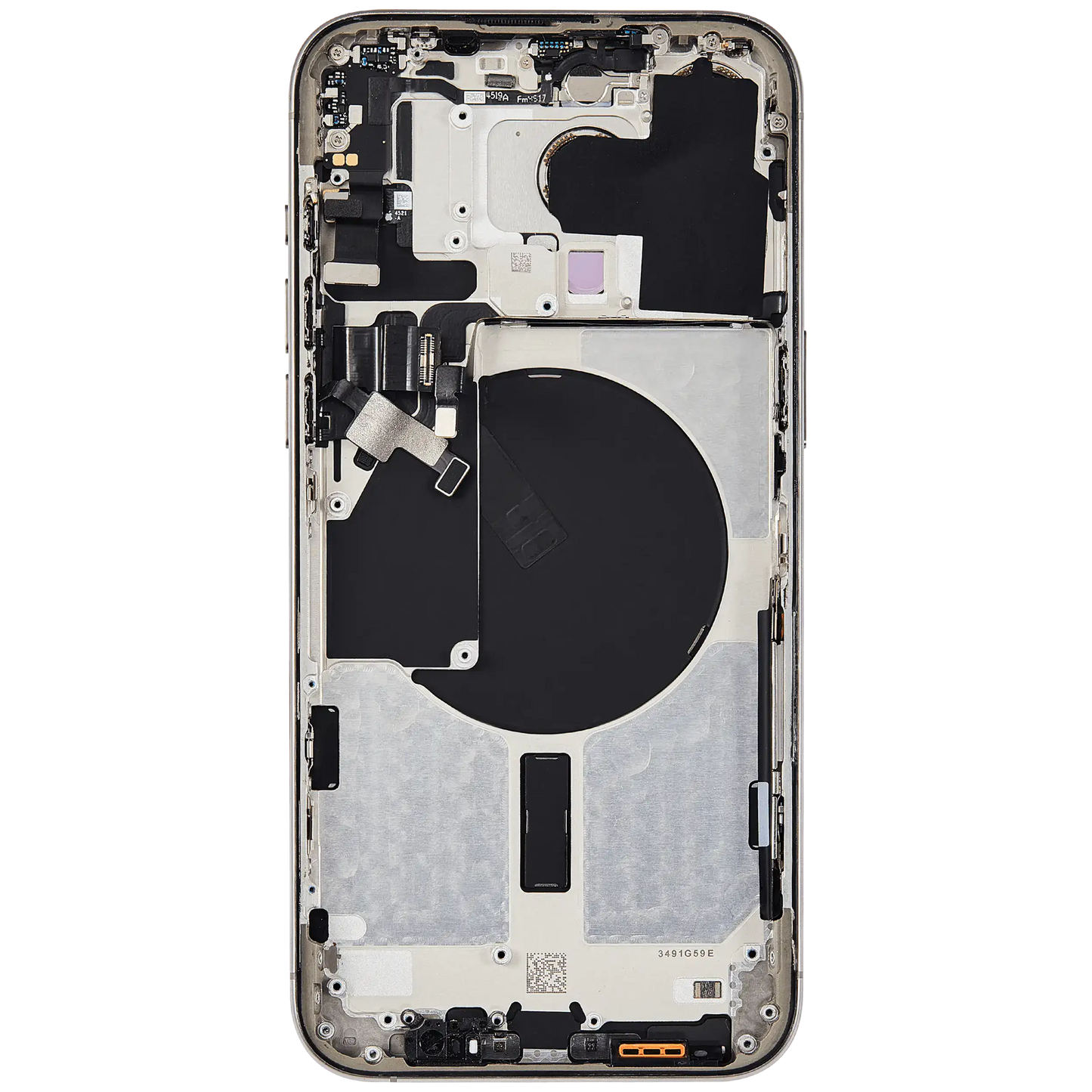 Back Housing W/ Small Parts For iPhone 15 Pro Max (US Version) (Used OEM Pull: Grade B) (Natural Titanium)