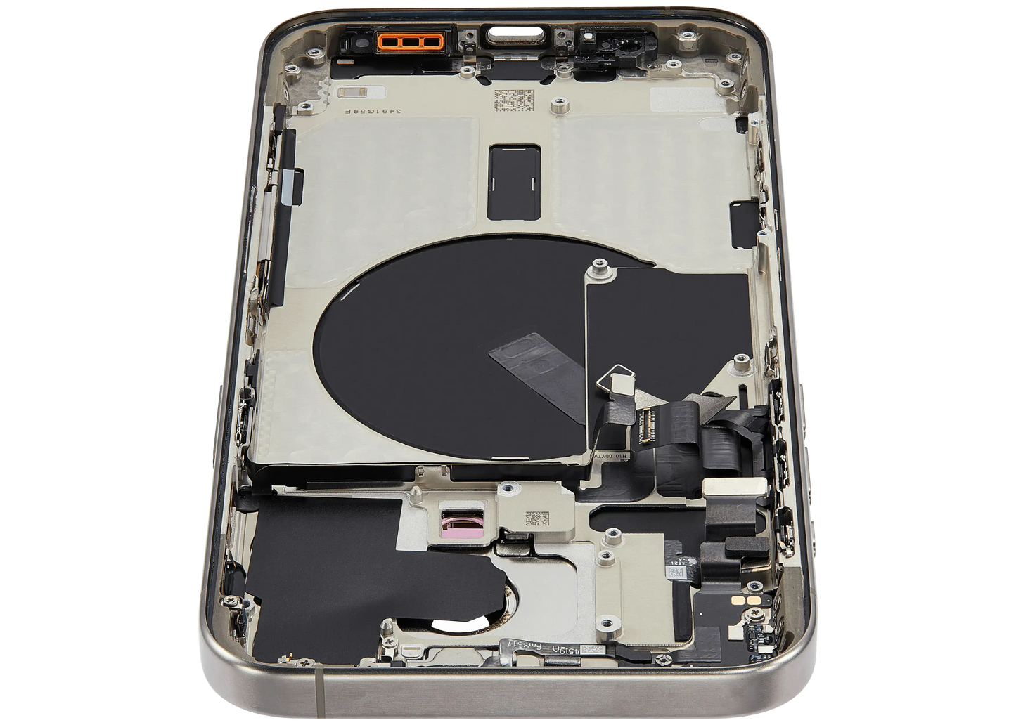 Back Housing W/ Small Parts For iPhone 15 Pro Max (US Version) (Used OEM Pull: Grade B) (Natural Titanium)