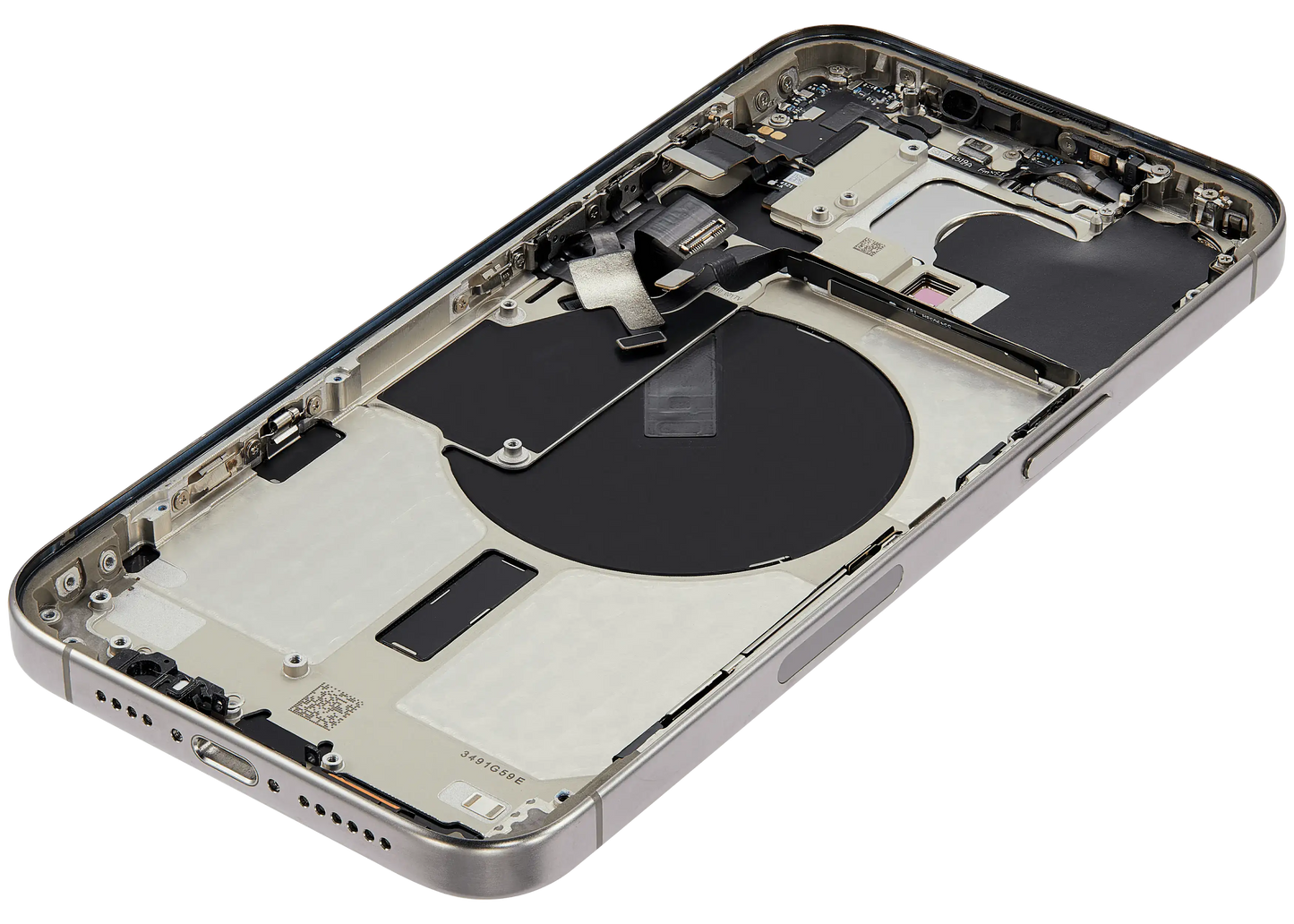 Back Housing W/ Small Parts For iPhone 15 Pro Max (US Version) (Used OEM Pull: Grade B) (Natural Titanium)