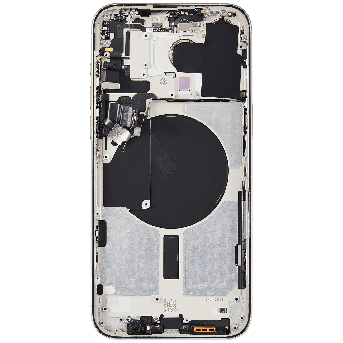Back Housing W/ Small Parts For iPhone 15 Pro Max (US Version) (Used OEM Pull: Grade B) (White Titanium)