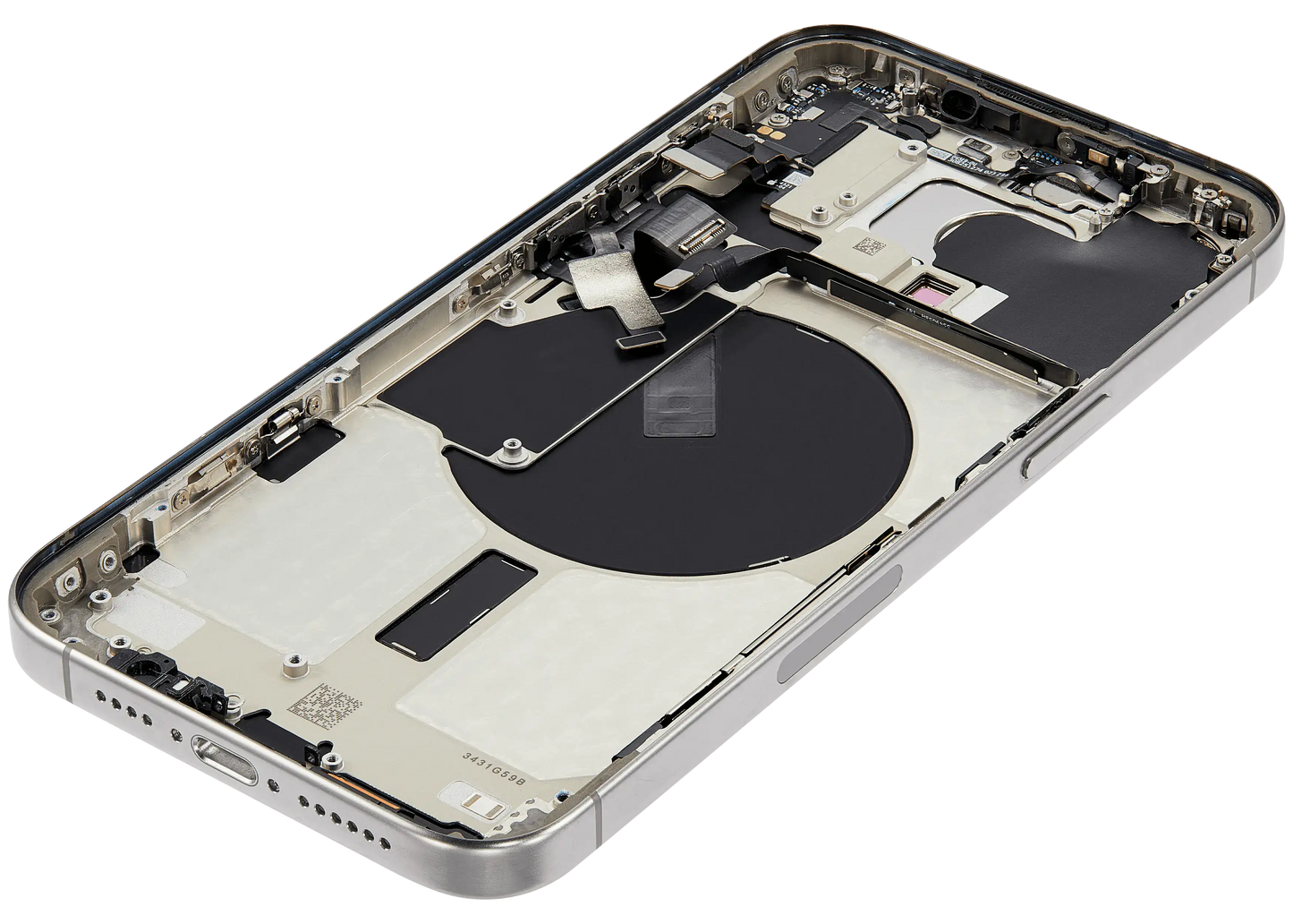 Back Housing W/ Small Parts For iPhone 15 Pro Max (US Version) (Used OEM Pull: Grade B) (White Titanium)