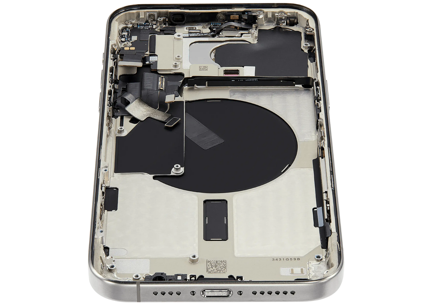 Back Housing W/ Small Parts For iPhone 15 Pro Max (US Version) (Used OEM Pull: Grade B) (White Titanium)