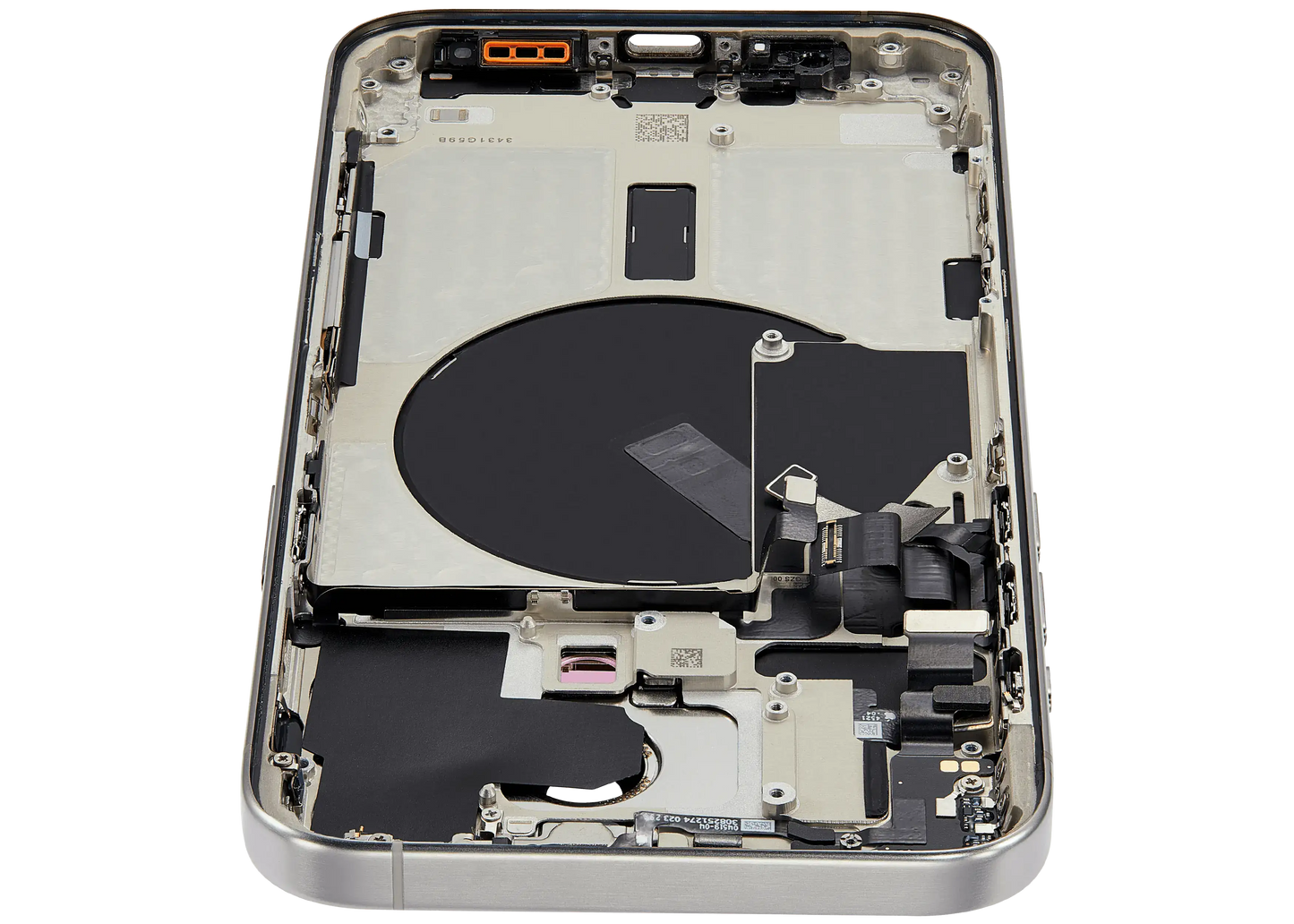 Back Housing W/ Small Parts For iPhone 15 Pro Max (US Version) (Used OEM Pull: Grade B) (White Titanium)