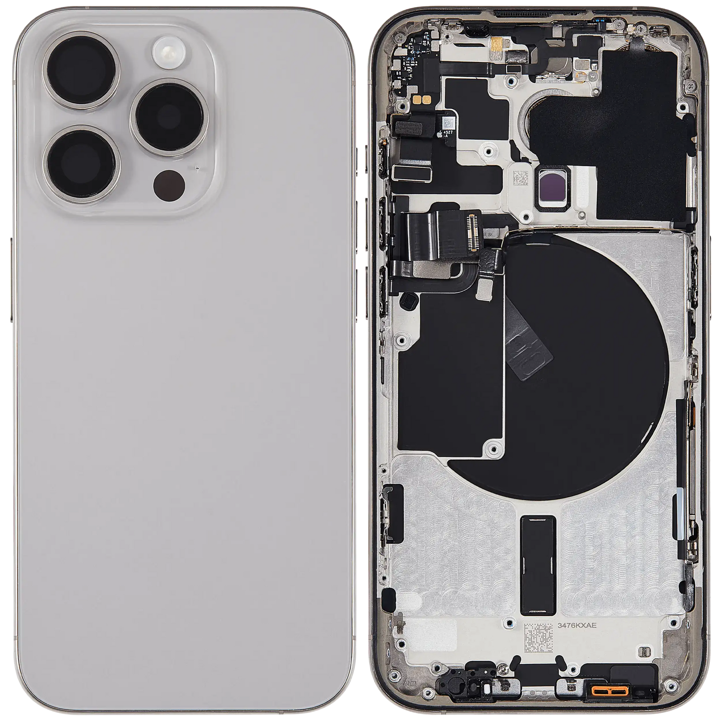 Back Housing W/ Small Parts For iPhone 15 Pro (US Version) (Used OEM Pull: Grade A) (Natural Titanium)