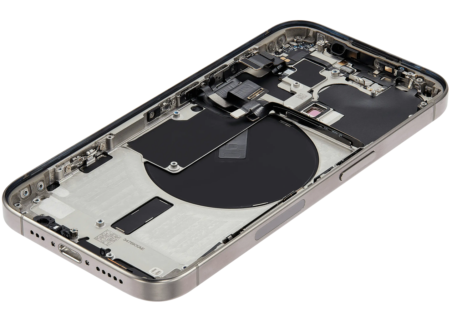 Back Housing W/ Small Parts For iPhone 15 Pro (US Version) (Used OEM Pull: Grade A) (Natural Titanium)