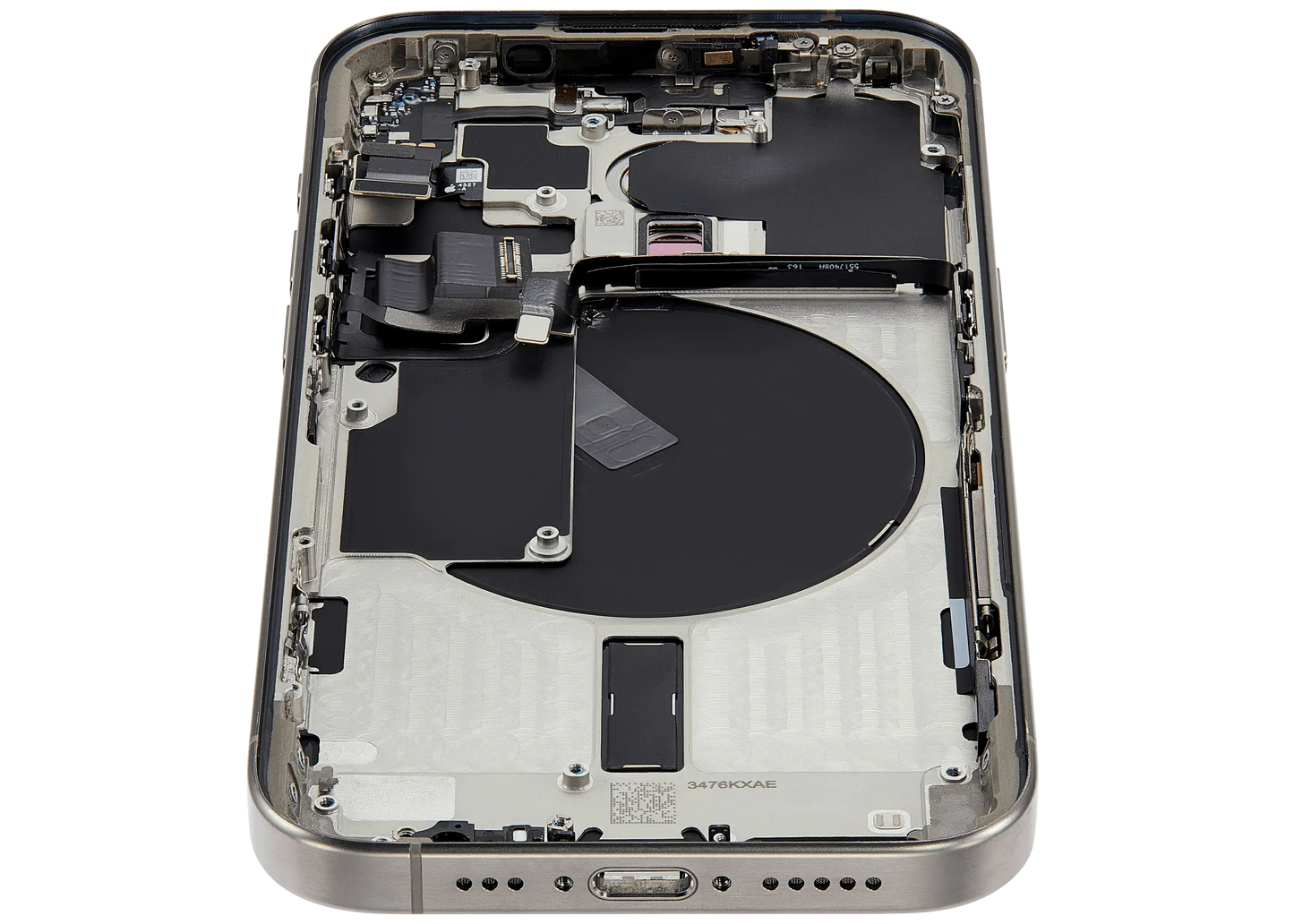 Back Housing W/ Small Parts For iPhone 15 Pro (US Version) (Used OEM Pull: Grade A) (Natural Titanium)