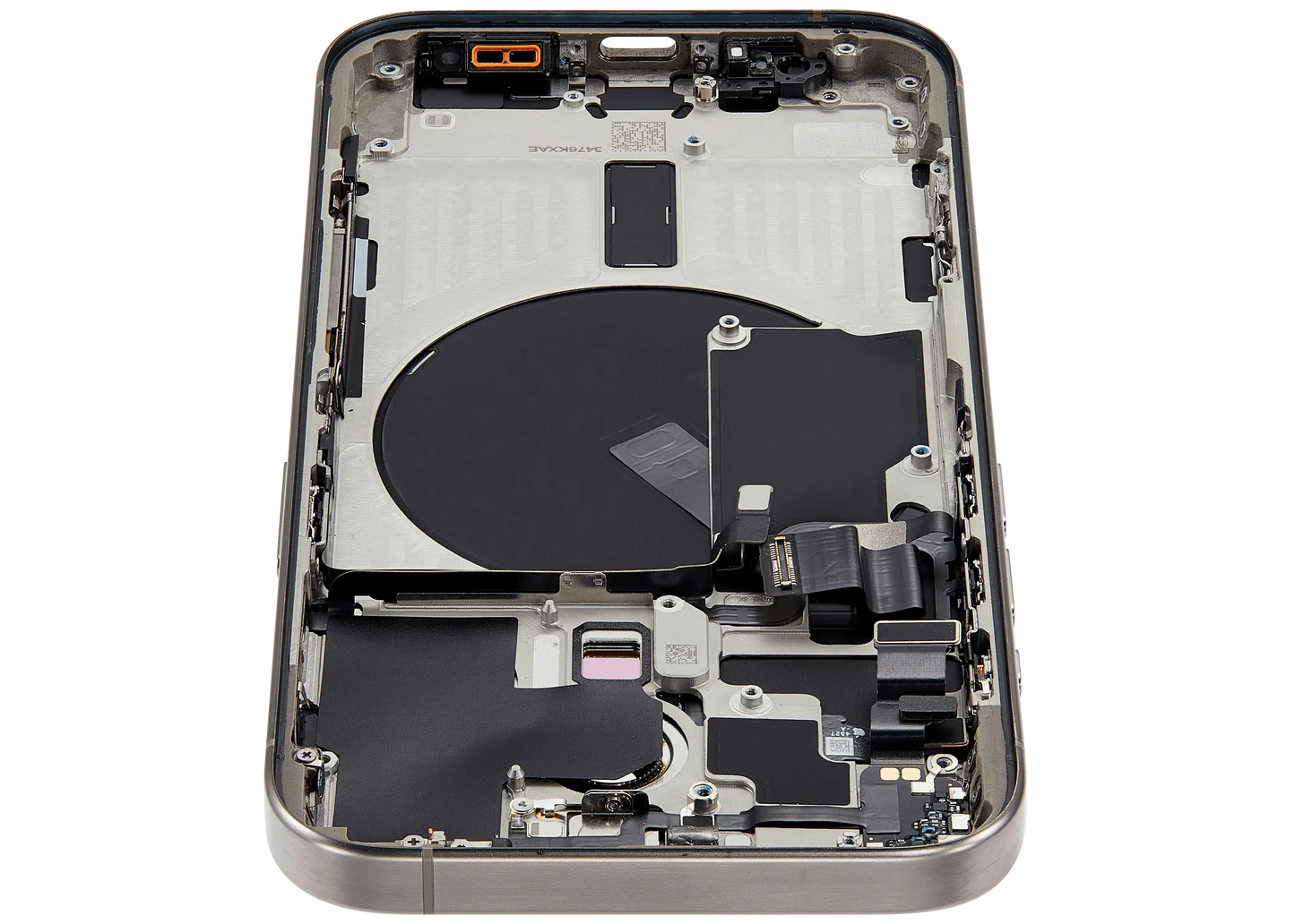 Back Housing W/ Small Parts For iPhone 15 Pro (US Version) (Used OEM Pull: Grade A) (Natural Titanium)
