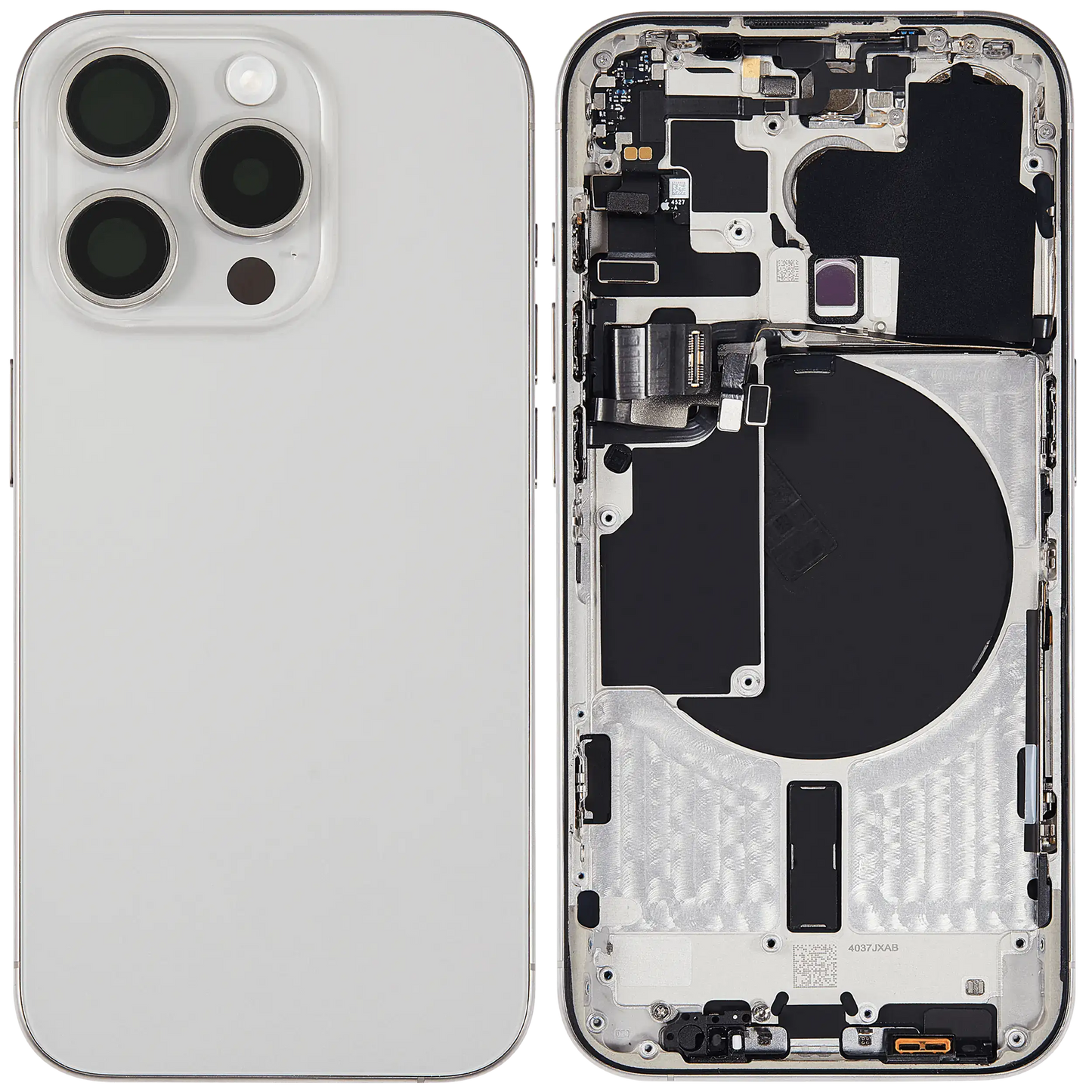 Back Housing W/ Small Parts For iPhone 15 Pro (US Version) (Used OEM Pull: Grade A) (White Titanium)