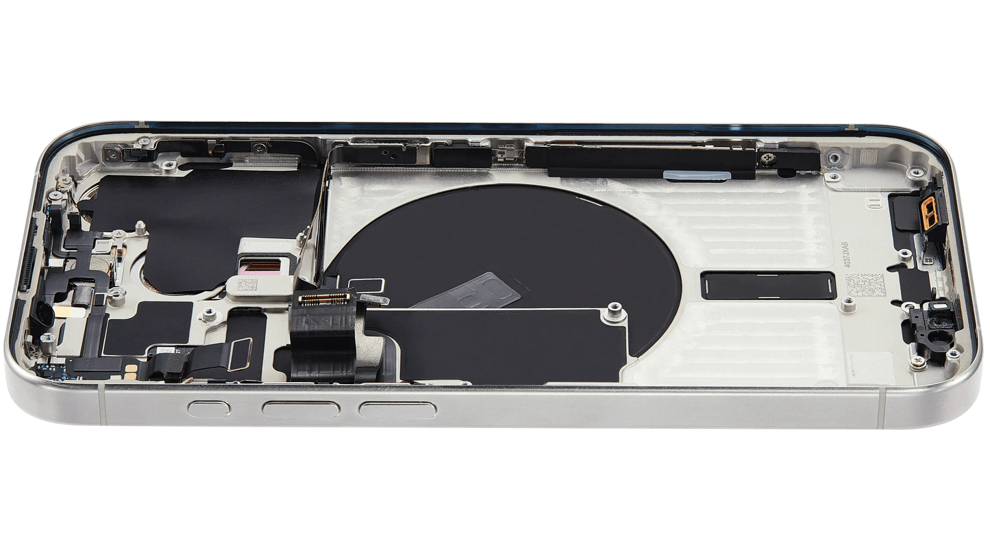 Back Housing W/ Small Parts For iPhone 15 Pro (US Version) (Used OEM Pull: Grade A) (White Titanium)