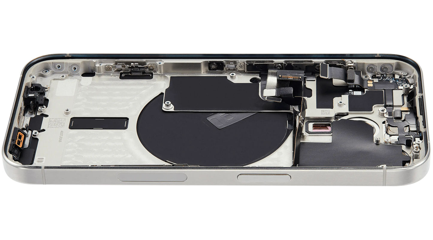 Back Housing W/ Small Parts For iPhone 15 Pro (US Version) (Used OEM Pull: Grade A) (White Titanium)