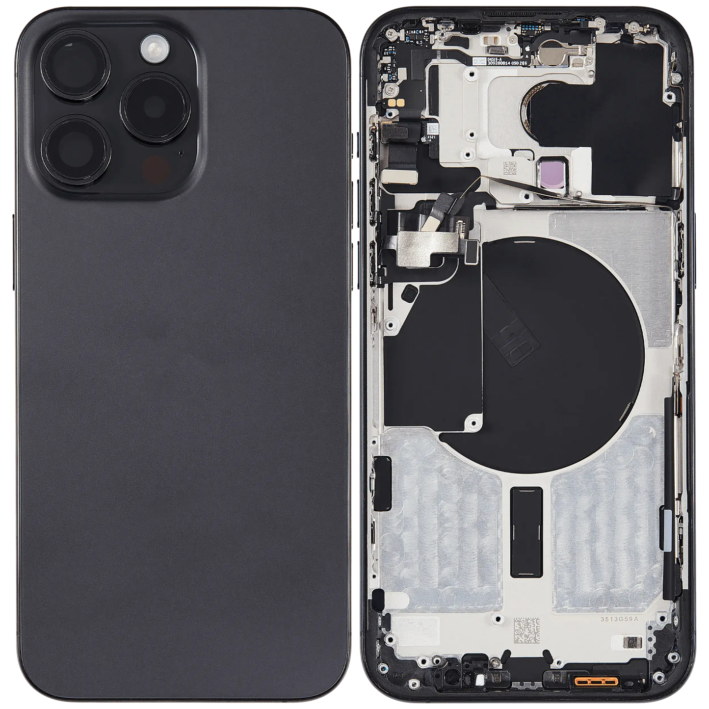 Back Housing W/ Small Parts For iPhone 15 Pro Max (US Version) (Used OEM Pull: Grade A) (Black Titanium)