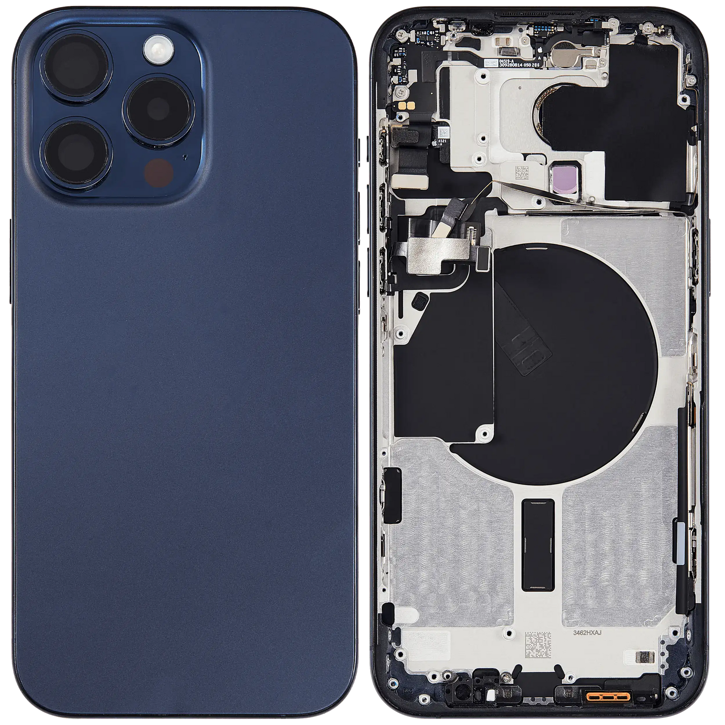 Back Housing W/ Small Parts For iPhone 15 Pro Max (US Version) (Used OEM Pull: Grade A) (Blue Titanium)