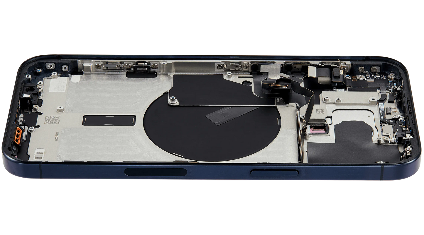 Back Housing W/ Small Parts For iPhone 15 Pro Max (US Version) (Used OEM Pull: Grade A) (Blue Titanium)