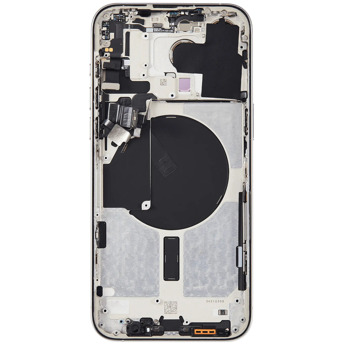 Back Housing W/ Small Parts For iPhone 15 Pro Max (US Version) (Used OEM Pull: Grade A) (White Titanium)