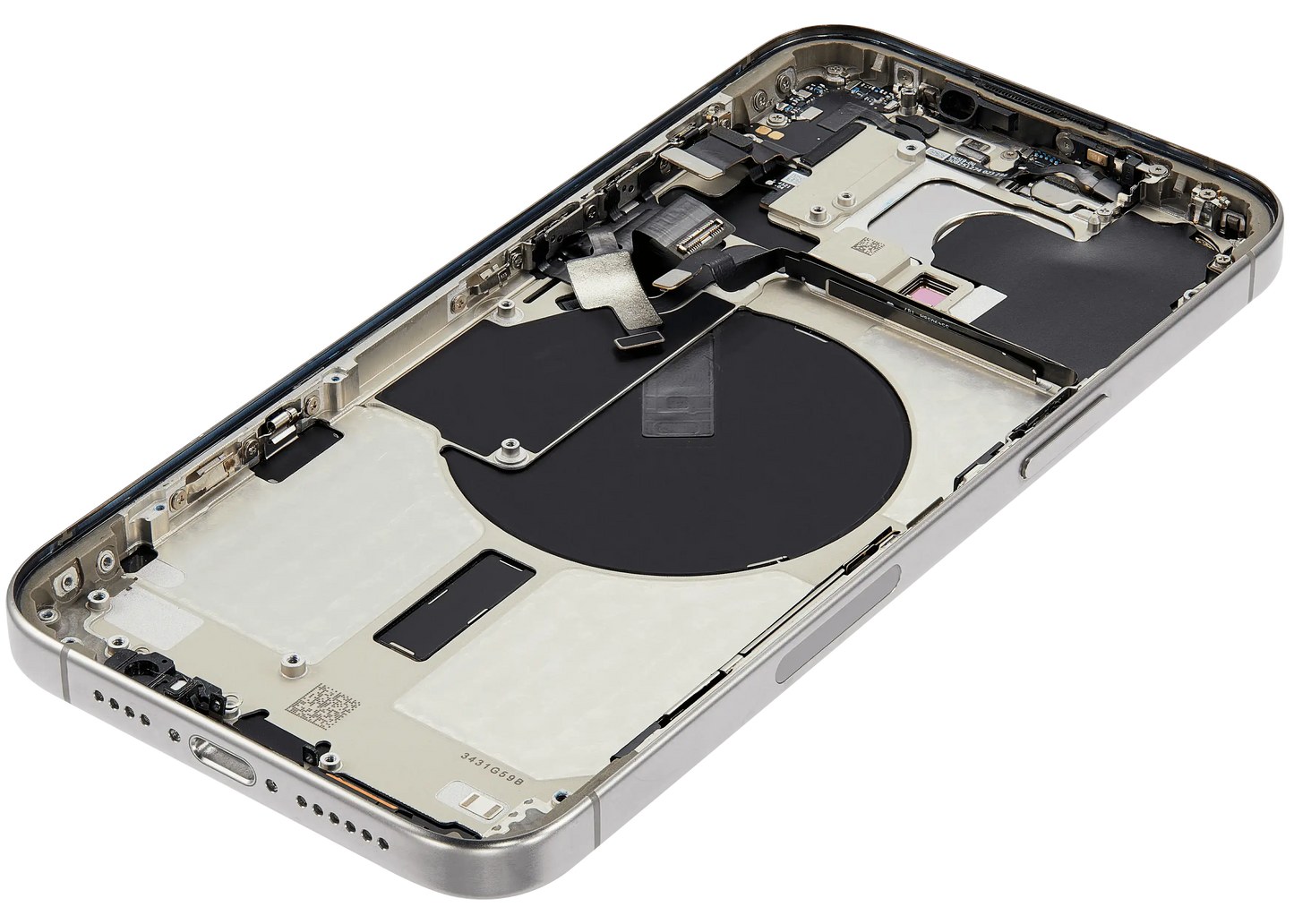 Back Housing W/ Small Parts For iPhone 15 Pro Max (US Version) (Used OEM Pull: Grade A) (White Titanium)