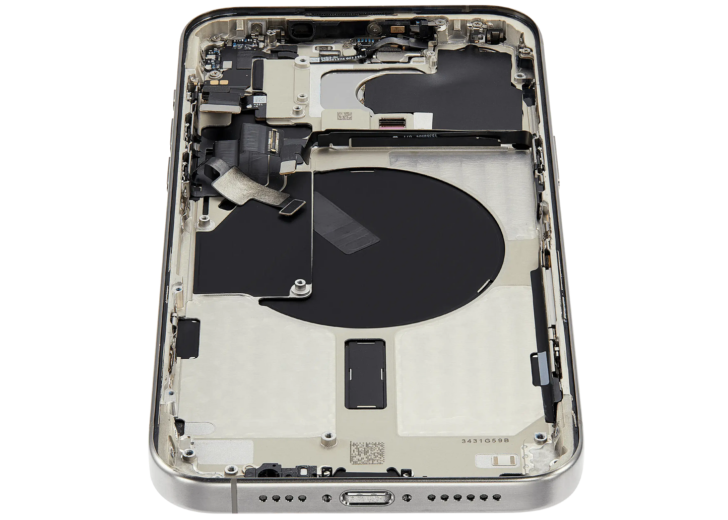 Back Housing W/ Small Parts For iPhone 15 Pro Max (US Version) (Used OEM Pull: Grade A) (White Titanium)
