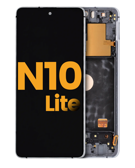 OLED Assembly With Frame For Samsung Galaxy Note 10 Lite (Refurbished) (Aura Glow / Silver)