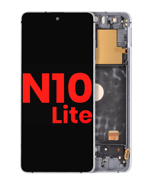 OLED Assembly With Frame For Samsung Galaxy Note 10 Lite (Aftermarket Plus) (Aura Glow / Silver)