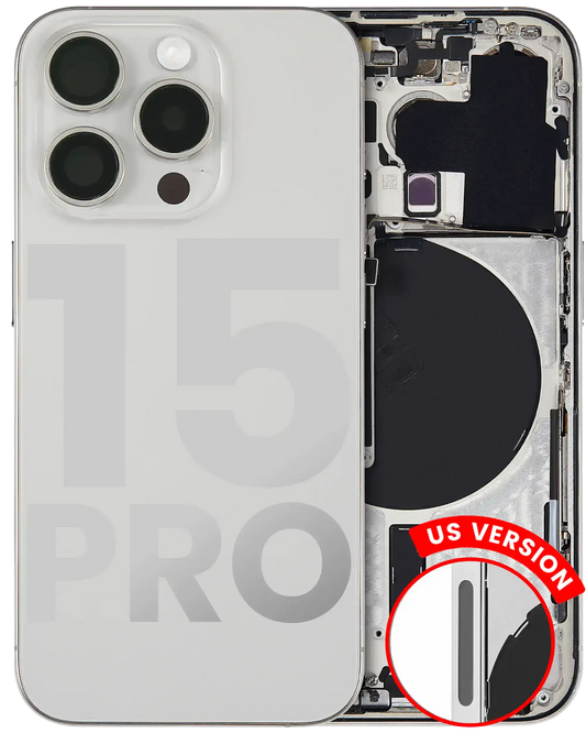 Back Housing W/ Small Parts For iPhone 15 Pro (US Version) (Used OEM Pull: Grade A) (White Titanium)