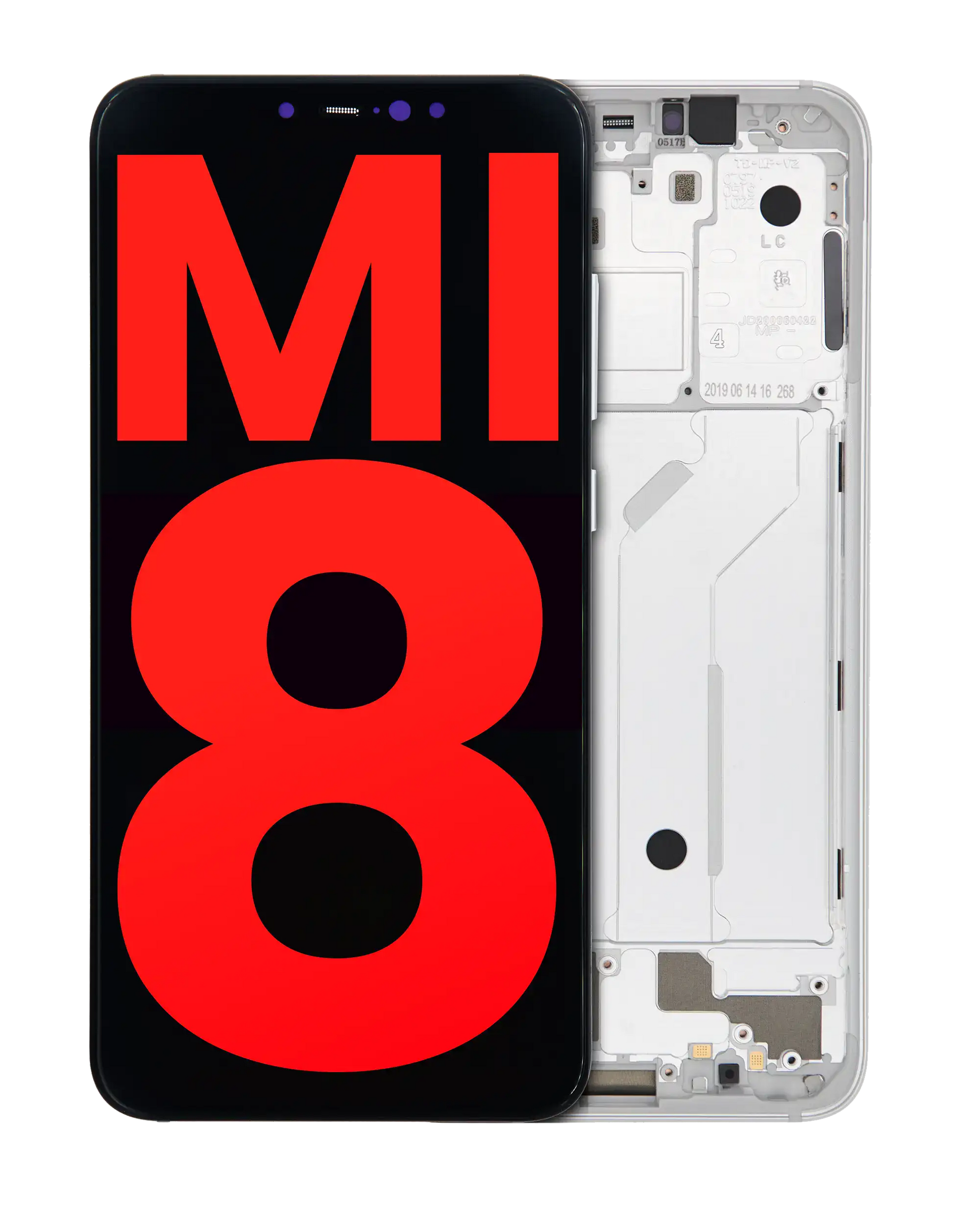 OLED Assembly With Frame For Xiaomi Mi 8 (Aftermarket Plus) (White) - replacement part product image SKU 107082068807 - image 1