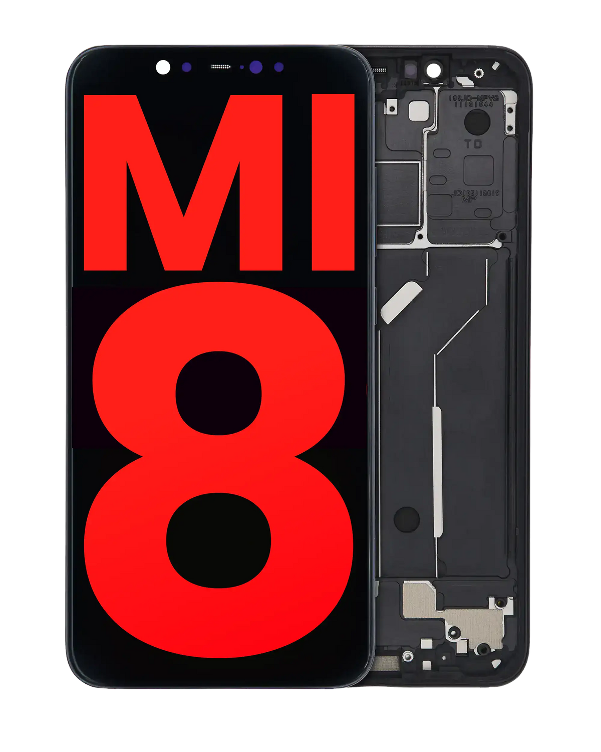 OLED Assembly With Frame For Xiaomi Mi 8 (Aftermarket Plus) (Black) - replacement part product image SKU 107082068805 - image 1