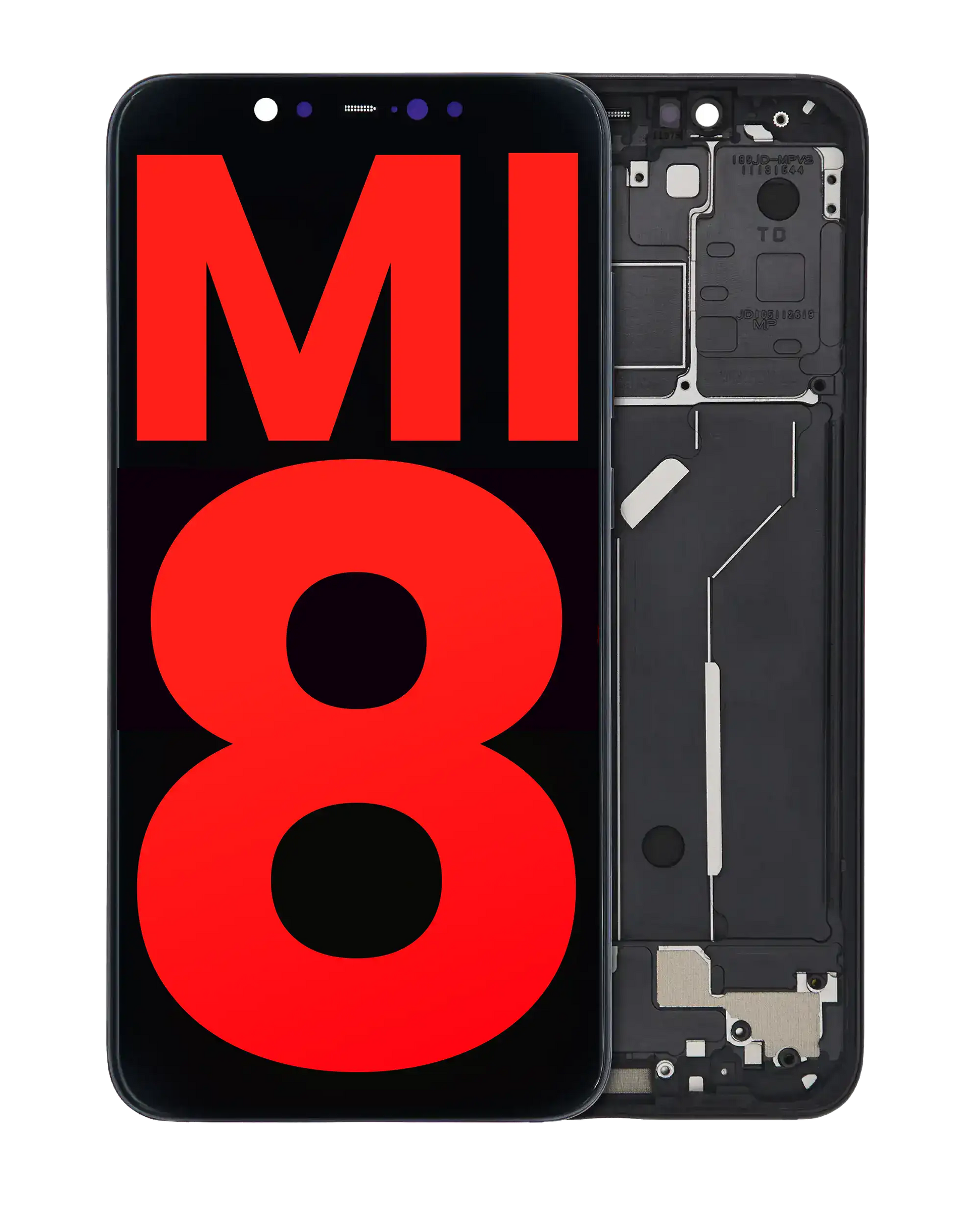 OLED Assembly With Frame For Xiaomi Mi 8 (Aftermarket Plus) (Black) - replacement part product image SKU 107082068805 - image 1