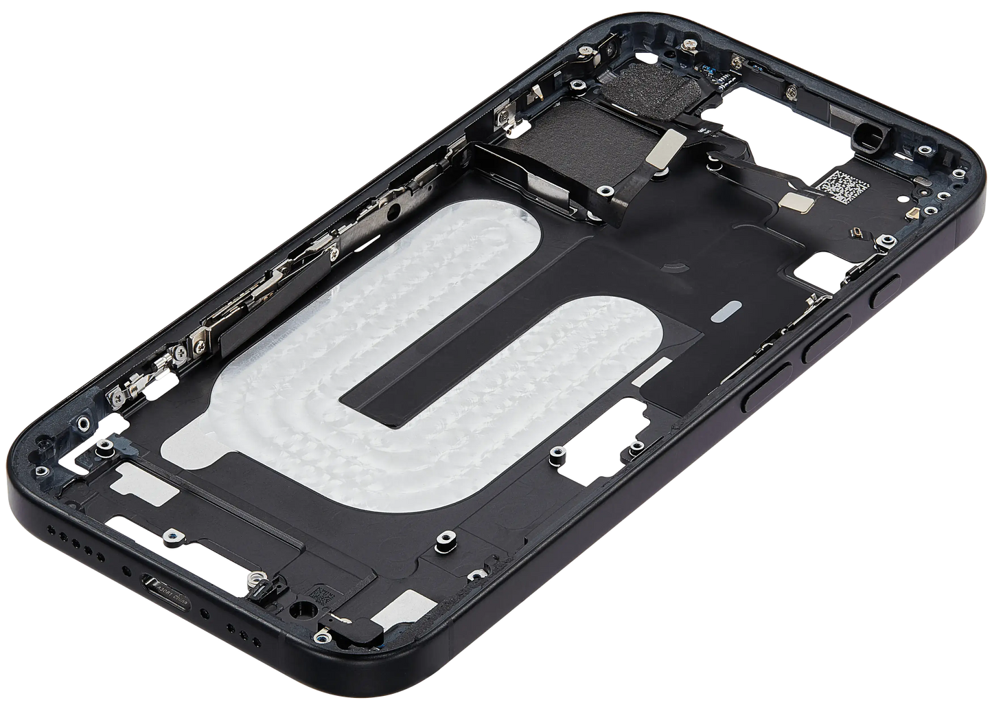Mid-Frame Housing W/ Small Parts For iPhone 16 (US Version) (Used OEM Pull: Grade A) (Black)