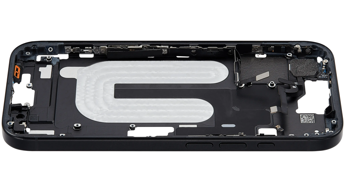 Mid-Frame Housing W/ Small Parts For iPhone 16 (US Version) (Used OEM Pull: Grade A) (Black)