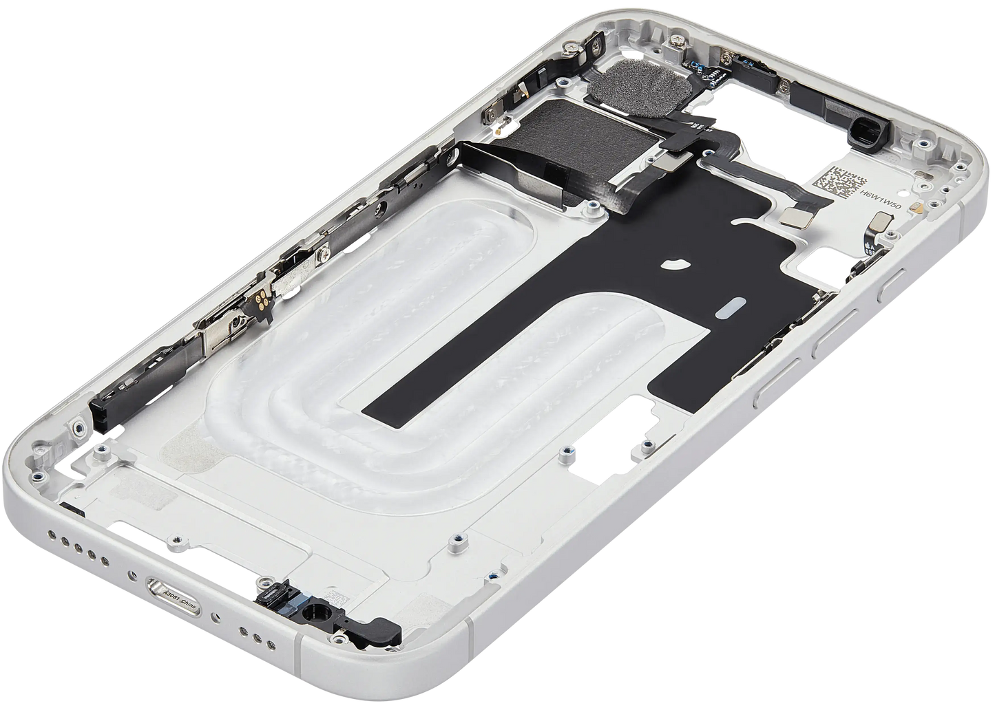 Mid-Frame Housing W/ Small Parts For iPhone 16 (US Version) (Used OEM Pull: Grade A) (White)