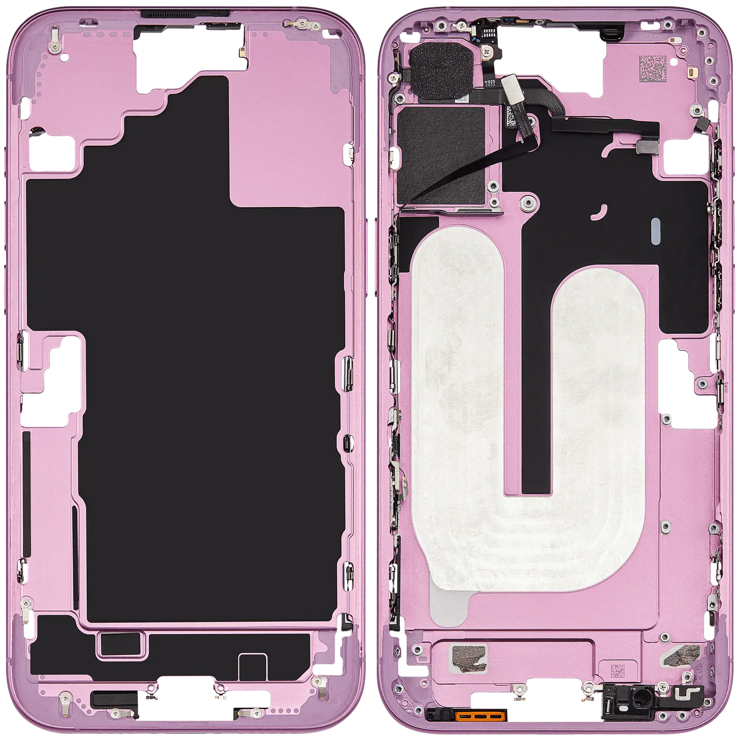 Mid-Frame Housing W/ Small Parts For iPhone 16 Plus (US Version) (Used OEM Pull: Grade A) (Pink)