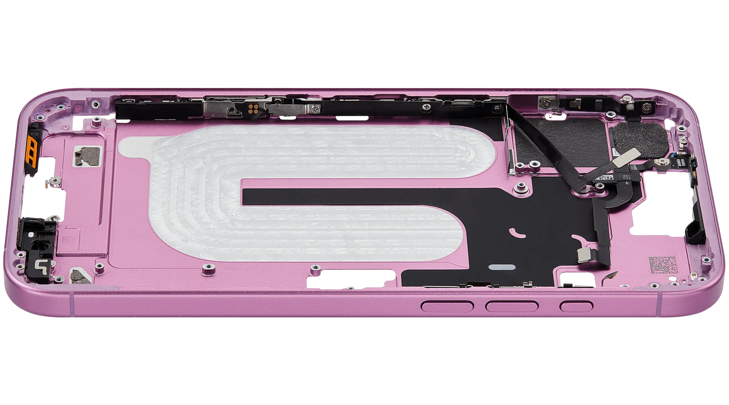 Mid-Frame Housing W/ Small Parts For iPhone 16 Plus (US Version) (Used OEM Pull: Grade A) (Pink)