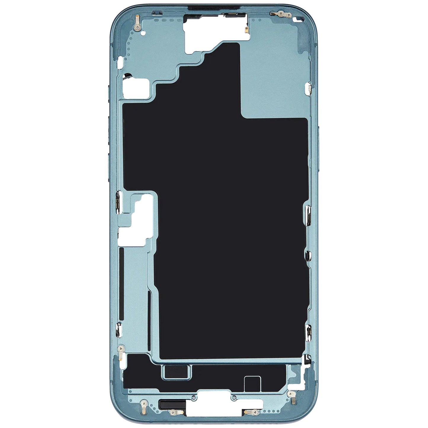 Mid-Frame Housing W/ Charging Port Flex & Small Parts For iPhone 16 Plus (US Version) (Used OEM Pull: Grade A) (Teal)