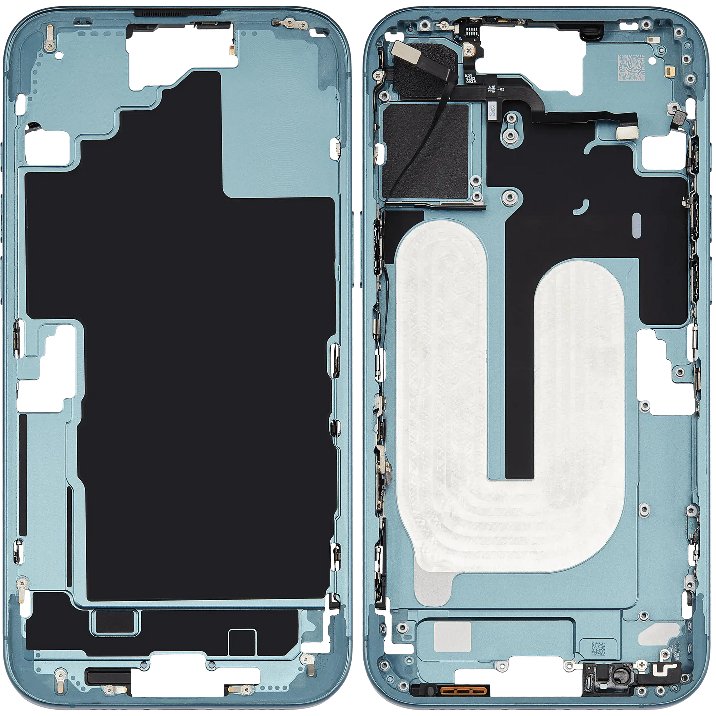 Mid-Frame Housing W/ Small Parts For iPhone 16 Plus (US Version) (Used OEM Pull: Grade A) (Teal)