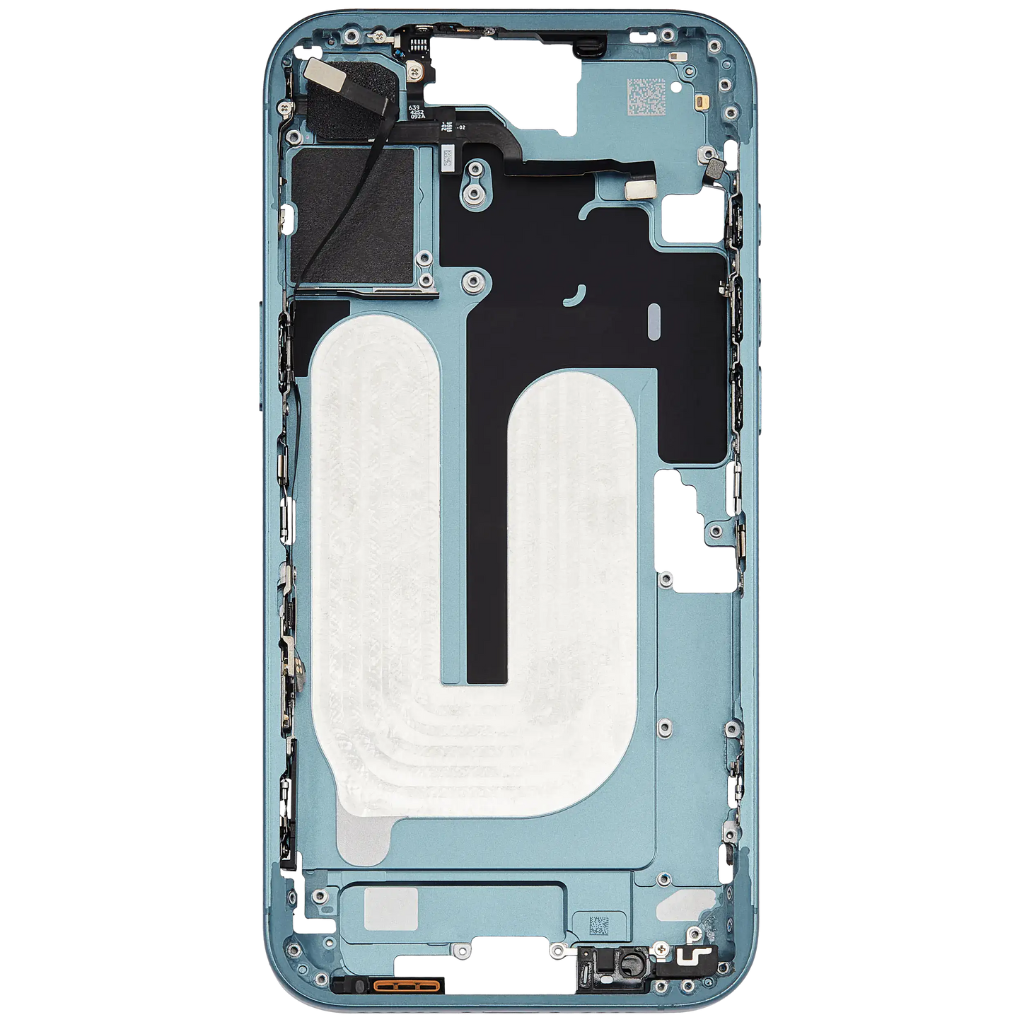 Mid-Frame Housing W/ Small Parts For iPhone 16 Plus (US Version) (Used OEM Pull: Grade A) (Teal)