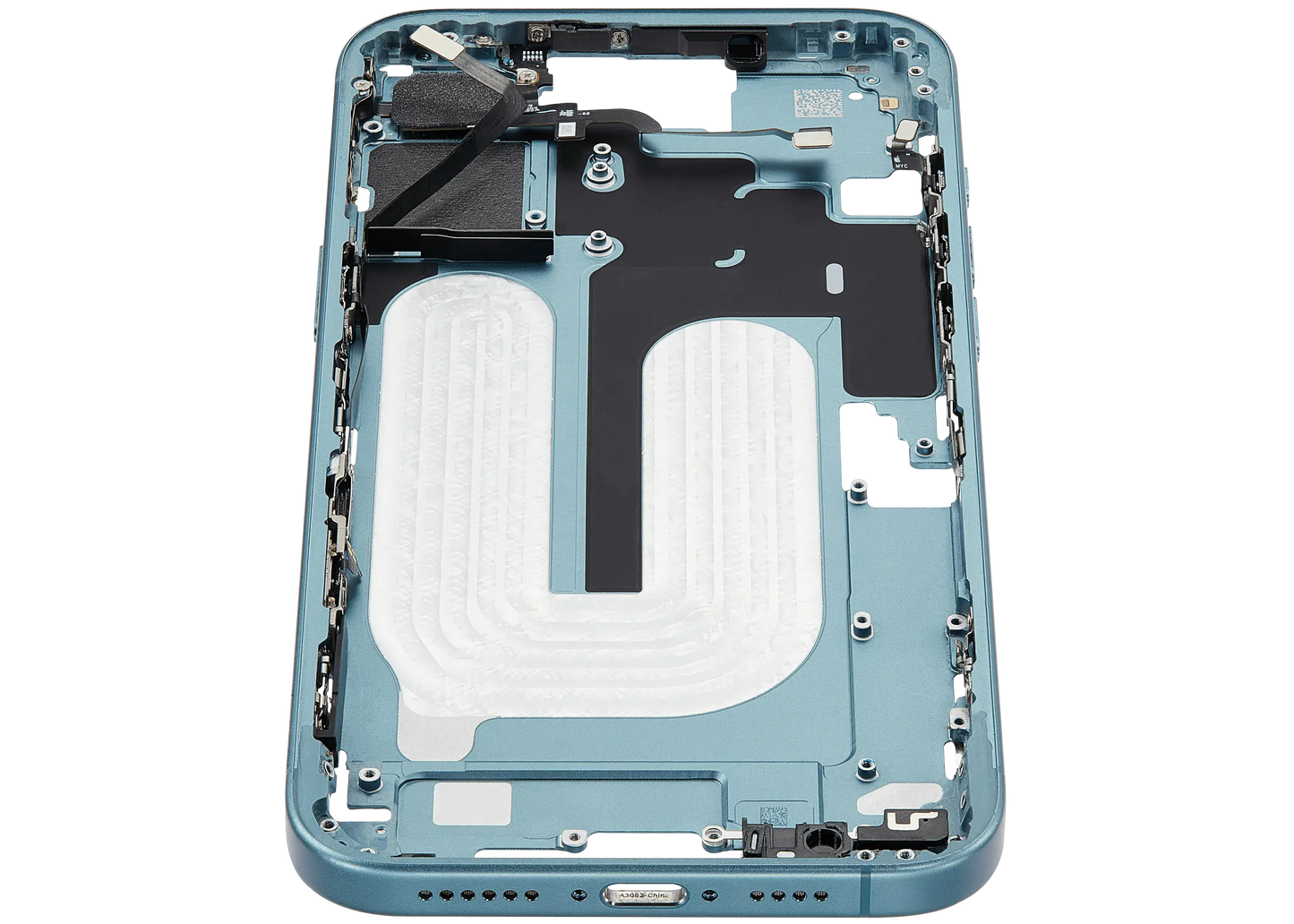 Mid-Frame Housing W/ Small Parts For iPhone 16 Plus (US Version) (Used OEM Pull: Grade A) (Teal)