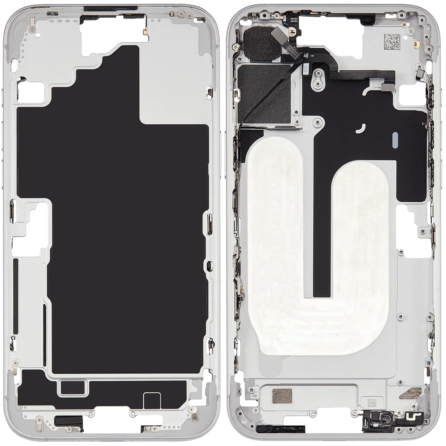 Mid-Frame Housing W/ Small Parts For iPhone 16 Plus (US Version) (Used OEM Pull: Grade A) (White)