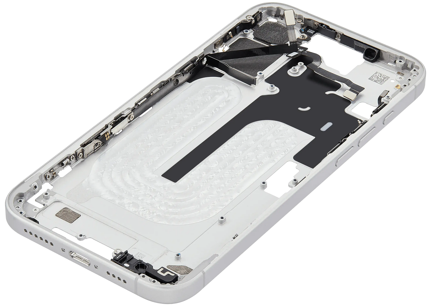 Mid-Frame Housing W/ Small Parts For iPhone 16 Plus (US Version) (Used OEM Pull: Grade A) (White)